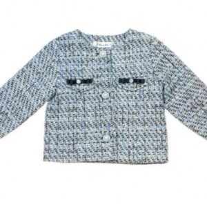Stylish Kids Tweed Blazer - Blue and White